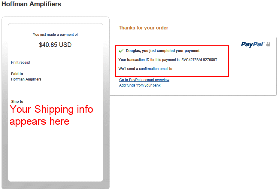 Paypal screen shot